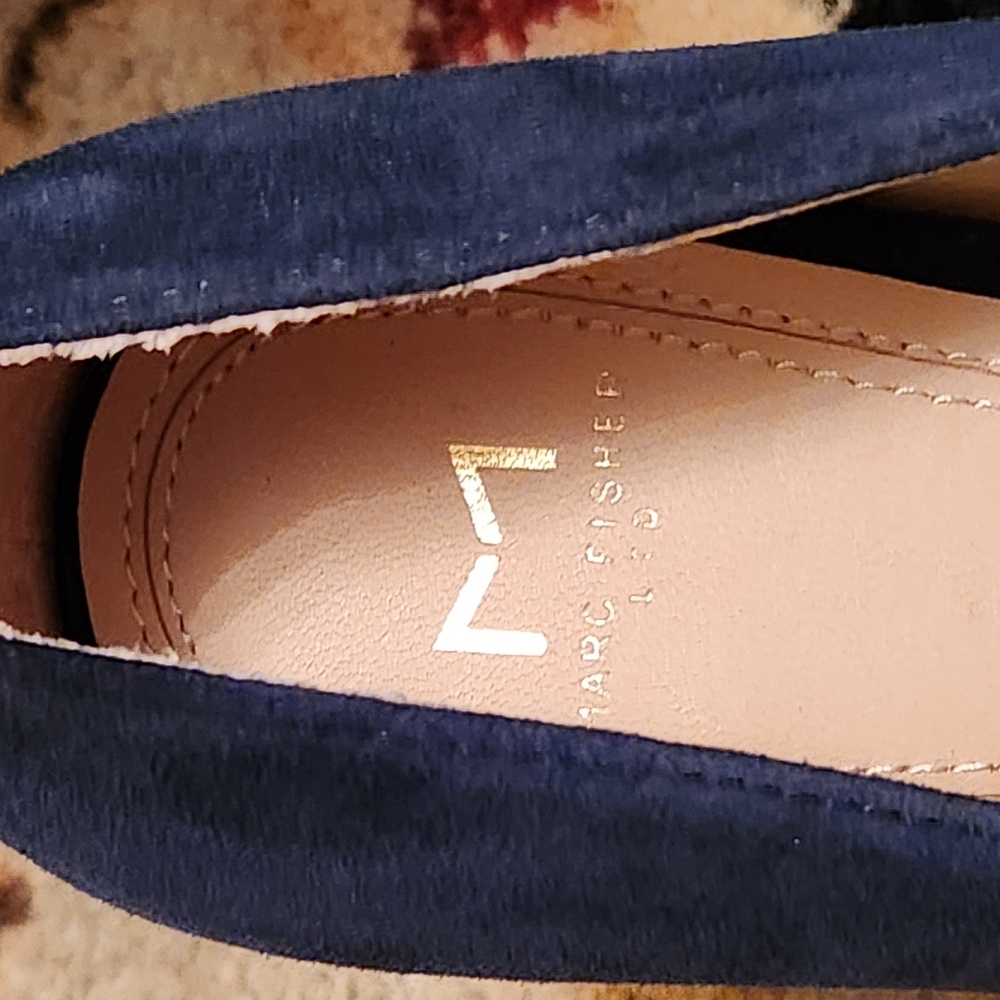 Marc Fisher Navy Suede Pointed-Toe Heels - Picture 3 of 9
